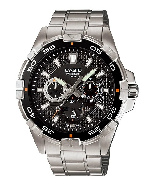 Casio Enticer Men MTD-1069D-1AVDF Multi Dial Watch Stainless Steel 4971850477044