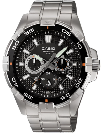 Casio Enticer Men MTD-1069D-1AVDF Multi Dial Watch Stainless Steel 4971850477044