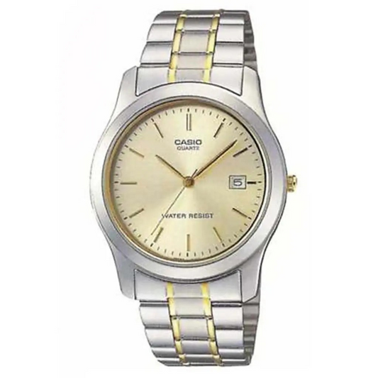 Casio Watch TWO TONE Analog Stainless Steel GOLD DIAL MTP-1141G-9ARDF Analog 4971850440604