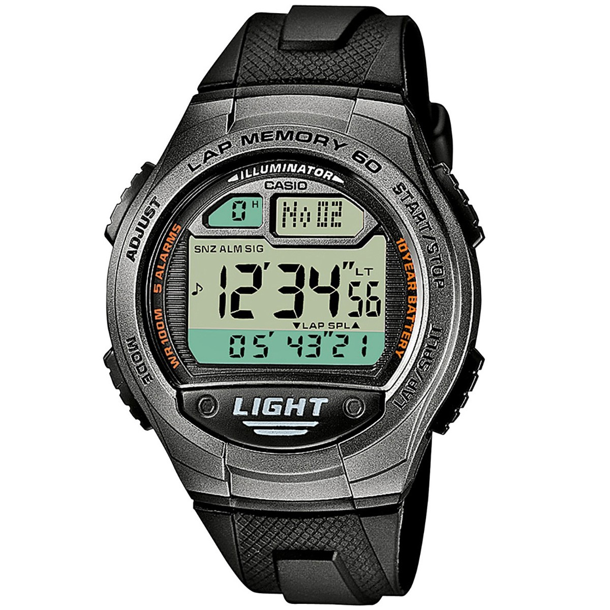 Casio Digital Watch W-734-1A Wristwatch Men's Black World Time Sport 4971850944423