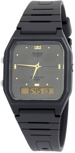 Casio Unisex Black Resin Analog Digital Dual Time Watch AW -48HE-8AVDF