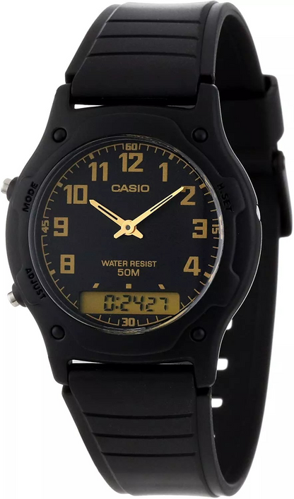 Casio AW -49H -1BVDF Men's Resin Strap Black Dial Analog Digital Dual Time Watch