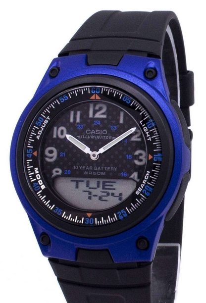 Casio Analog Digital Illuminator Telememo BlackBlue AW-80-2BVDF AW-80-2BV Mens Watch