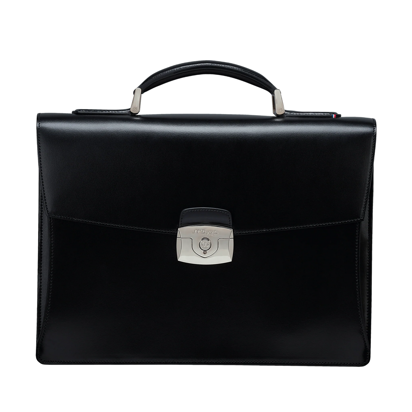 S.T. DUPONT Line D single-gusset black smooth leather briefcase 181001 NEW