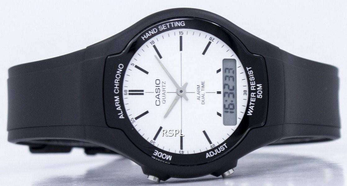 Casio Dual Time Alarm Quartz Analog Digital AW-90H-7EVDF AW90H-7EV Men’s Watch