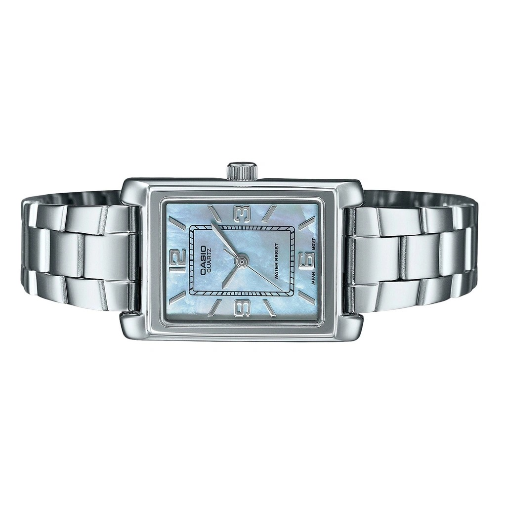 Casio LTP-1238D-2ADF Women Square Stainless Steel Analog Dress Blue Dial Watch 4971850824411