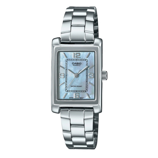 Casio LTP-1238D-2ADF Women Square Stainless Steel Analog Dress Blue Dial Watch 4971850824411