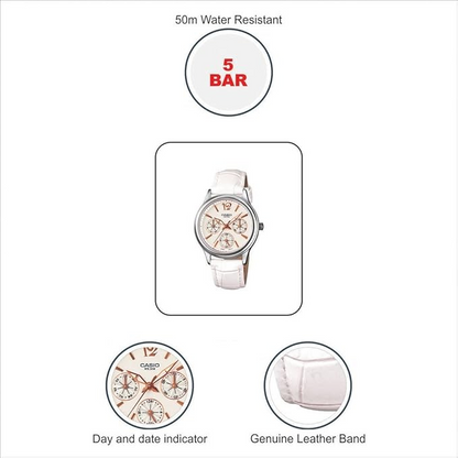 Women's Enticer Quartz Analog Watch LTP-2085L-7AVDF - 32 mm - White 4971850984986