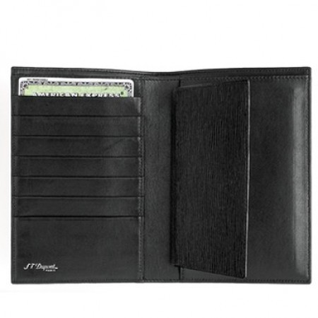 S.T. Dupont Black Contrast Leather Wallet, Holds 7 C. Cards & pass holder 74118