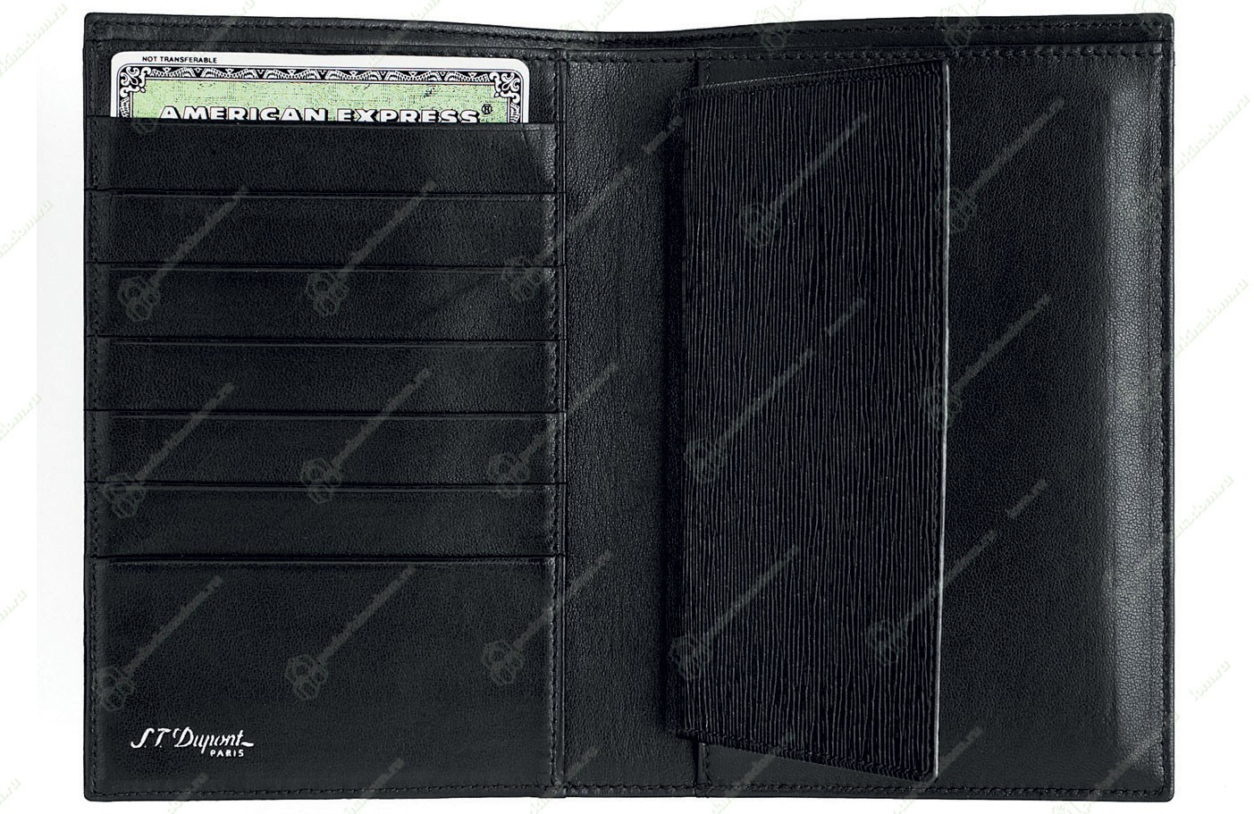 S.T. Dupont Black Contrast Leather Wallet, Holds 7 C. Cards & pass holder 74118