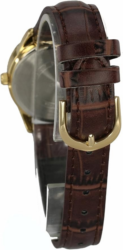 Women's Leather Quartz Analog Watch LTP-V005GL-9AUDF - 28 mm - Brown