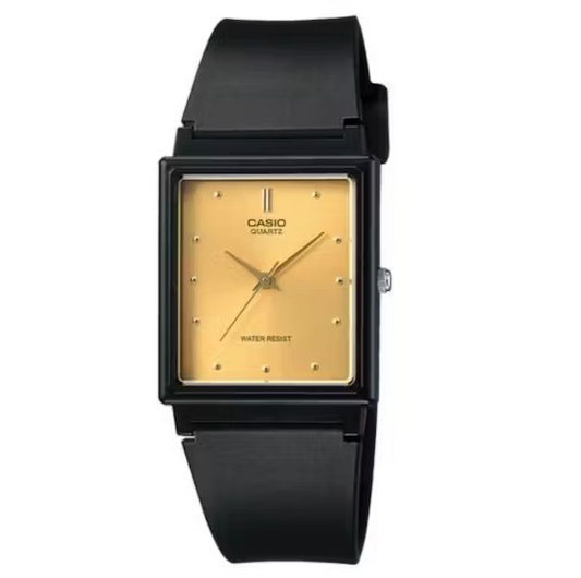 Casio MQ-38-9ADF Basic 3-Hand Unisex Quartz Analog Watch - Black with Gold Face