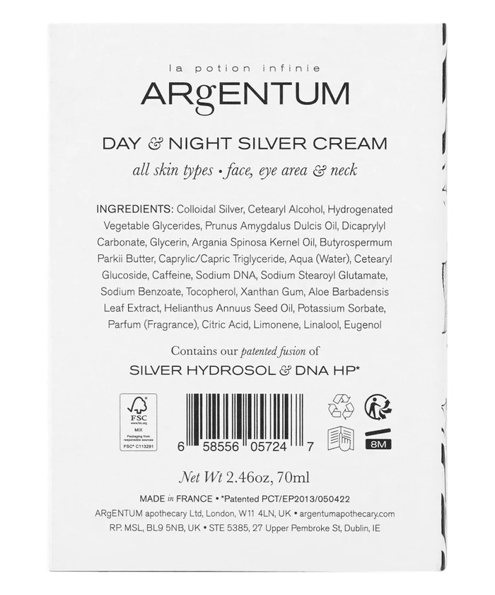 ARGENTUM LA POTION INFINIE DAY AND NIGHT SILVER CREAM ALL SKIN TYPES FACE EYE AREA AND NECK  70ML