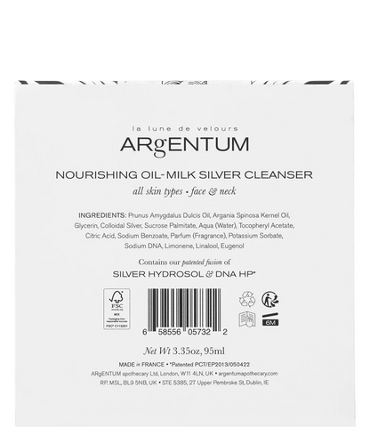 ARGENTUM NOURISHING OIL-MILK SILVER CLEANSER ALL SKIN TYPES FACE AND NECK  95ML