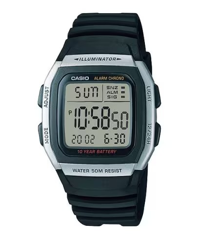 Casio W-96h-1AVDF Classic Digital Dual Time Alarm Mens Kids Rubber Watch 4971850751106