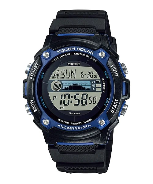 Casio Tough Solar Illuminator Tide Graph Moon Phase Digital W-S210H-1AVDF Men's Watch